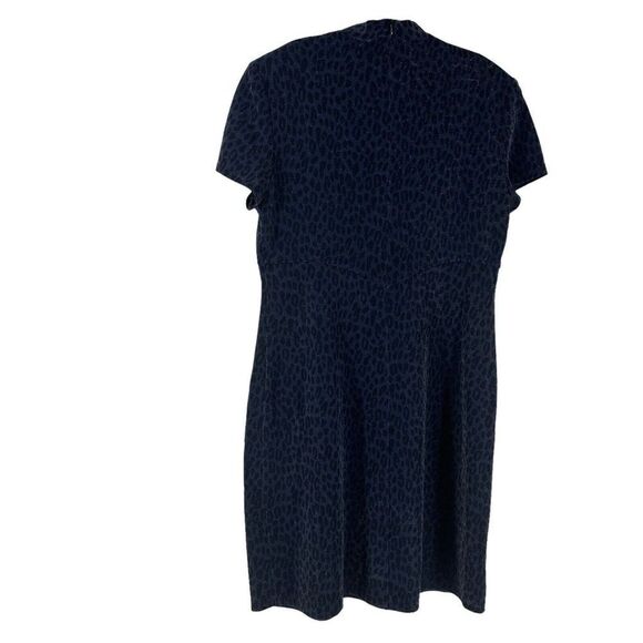 Jessica Howard Dress Blue Glitter Leopard Mock Neck Sz 14 Shoulder Pads Vintage - Picture 2 of 12